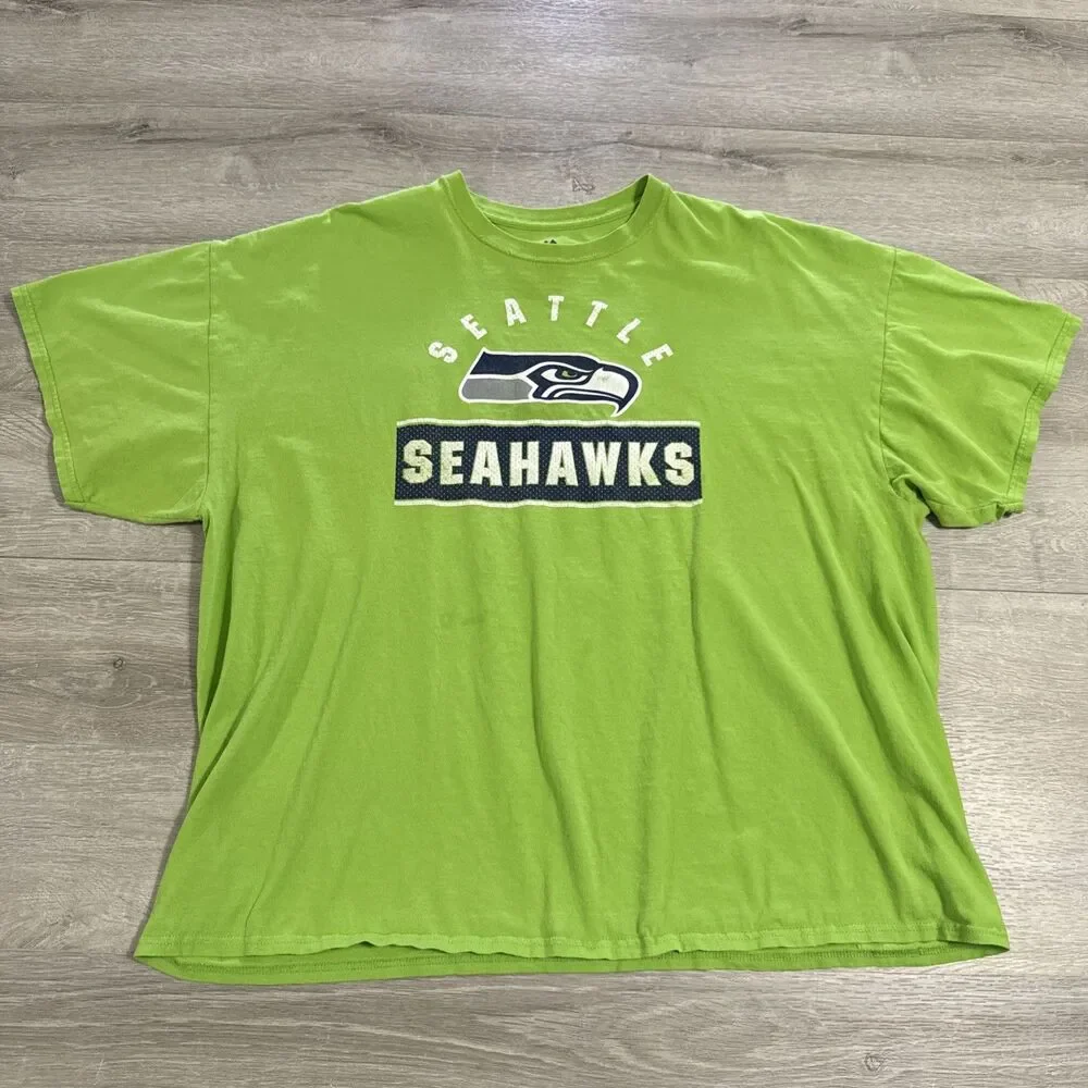Seattle Seahawks Football Shirt Majestic Men's Green Tee 2XL